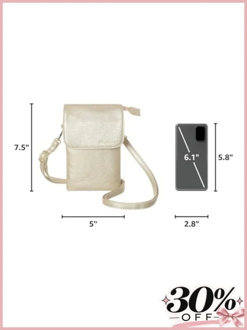 Small Crossbody Bag Vegan Leather Phone Purse Adjustable Strap Mini Sling